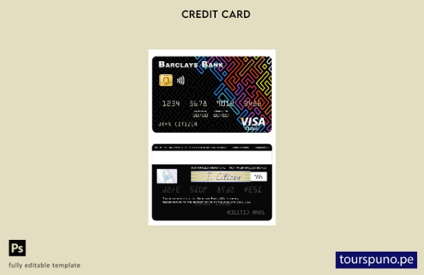 lista para imprimir plantilla de tarjeta visa Barclays Bank de EE. UU.